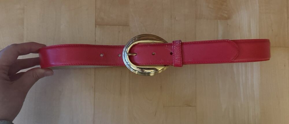 VTG Liz Claiborne Red Gold Leather Belt Large